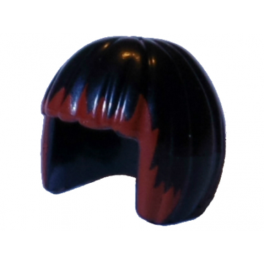 black minifigure hair short bob cut with dark red bangs pattern karai