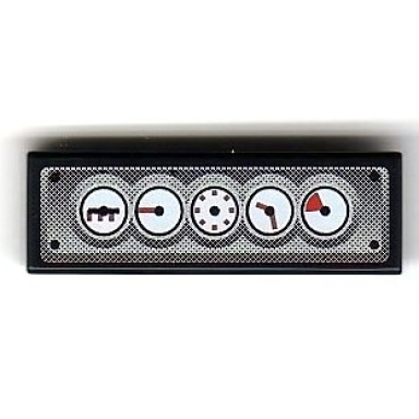 black tile 1 x 3 with gauges on silver background and black rivets pattern sticker - set 8899
