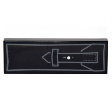 black tile 1 x 3 with silver pouch with flap pattern