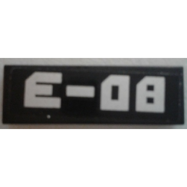 black tile 1 x 3 with silver e-08 on black background pattern sticker - set 60096