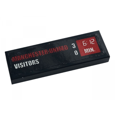 tile 1 x 3 with manchester united 3 visitors 0 and clock with 6:12 min pattern sticker - set 10272