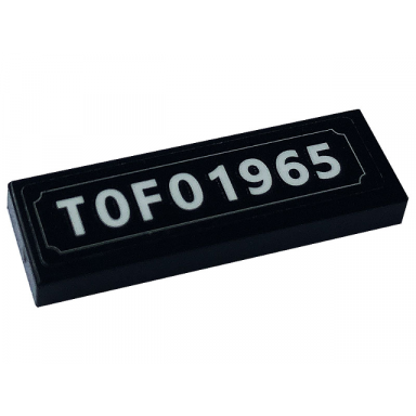 black tile 1 x 3 with white tofo1965 pattern sticker - sets 10271 77942