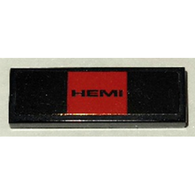 black tile 1 x 3 with hemi on red background pattern sticker - set 75893