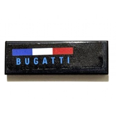 black tile 1 x 3 with blue white and red french flag and dark azure bugatti pattern model left side sticker - set 42162