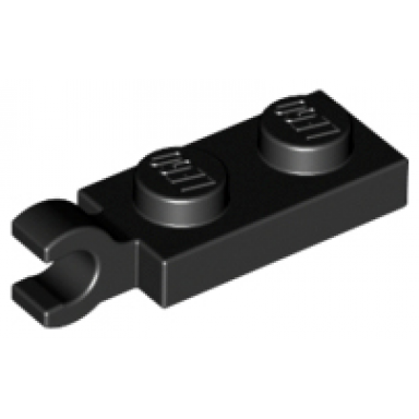 black plate modified 1 x 2 with clip on end horizontal grip