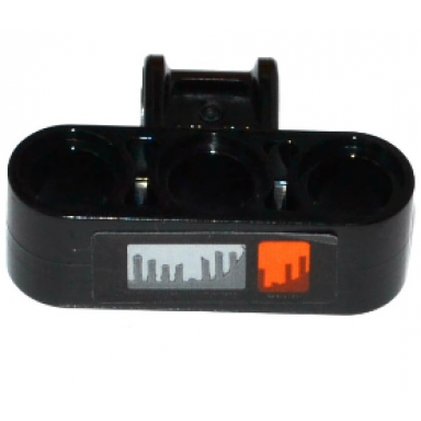 black technic axle and pin connector perpendicular triple with orange direction indicator and headlight pattern sticker - set 42053