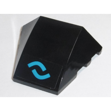 black wedge 4 x 3 triple curved no studs with two blue bows pattern sticker - set 70611