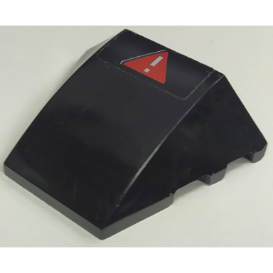 black wedge 4 x 3 triple curved no studs with white exclamation mark in red warning triangle pattern sticker - set 70908