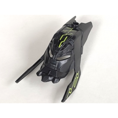 black bionicle mask tuma glatorian with lime circuitry pattern stickers - set 8991