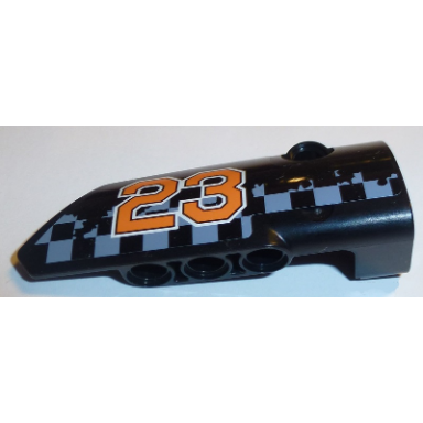 black technic panel fairing 4 small smooth long side b with orange 23 on gray checkered background pattern sticker - set 42002