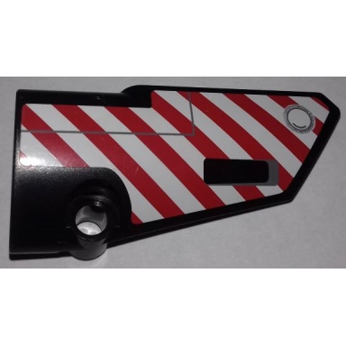black technic panel fairing 4 small smooth long side b with red and white danger stripes pattern sticker - set 9395