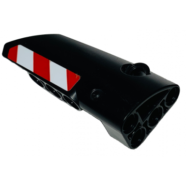 black technic panel fairing 4 small smooth long side b with red and white danger stripes pattern sticker - set 42068
