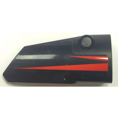 black technic panel fairing 4 small smooth long side b with red and white triangles pattern sticker - set 42089