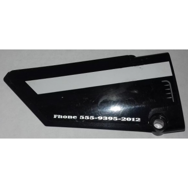 black technic panel fairing 17 large smooth side a with white stripe air intake grille and phone 555-9395-2012 pattern sticker - set 9395
