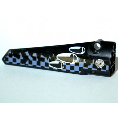 black technic panel fairing 6 long smooth side b with vent holes filler cap and worn sand blue and black checkered pattern sticker - set 42002