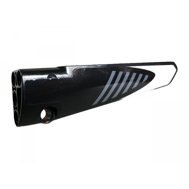 black technic panel fairing 6 long smooth side b with gray stripes and white pattern sticker - set 42096