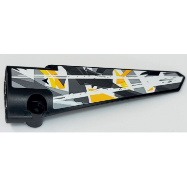 black technic panel fairing 6 long smooth side b with white yellows and grays stone background pattern sticker - set 42069