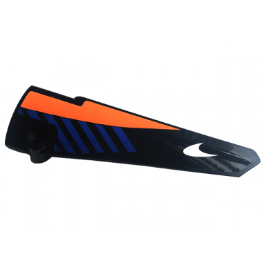 black technic panel fairing 6 long smooth side b with blue diagonal stripes orange panel and white mclaren logo pattern sticker - set 42141