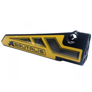 black technic panel fairing 6 long smooth side b with grilles brutalis and rhino on yellow background pattern sticker - set 42094