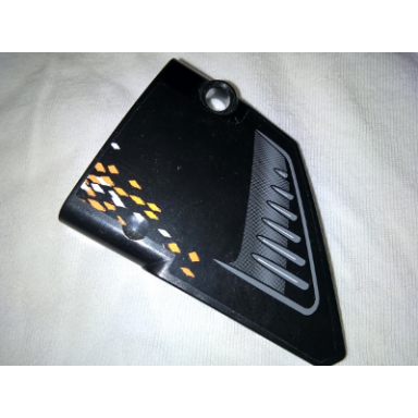 black technic panel fairing 13 large short smooth side a with air intake and white and orange rhombuses pattern sticker - set 9398