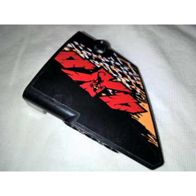 black technic panel fairing 13 large short smooth side a with white and orange rhombuses and 4x4 pattern sticker - set 9398