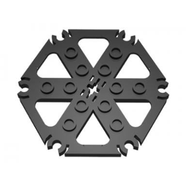 technic plate rotor 6 blade with clip ends connected water wheel - hollow studs