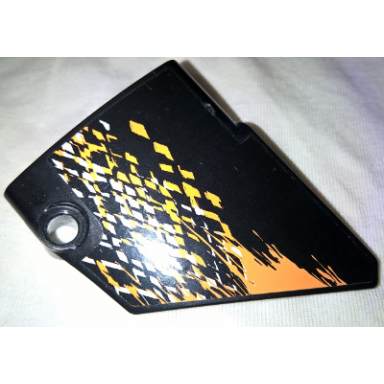 black technic panel fairing 14 large short smooth side b with white and orange rhombuses pattern sticker - set 9398