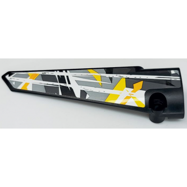 black technic panel fairing 5 long smooth side a with white yellows and grays stone background pattern sticker - set 42069