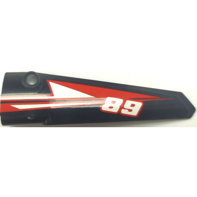 black technic panel fairing 5 long smooth side a with red and white triangles and number 68 pattern sticker - set 42089