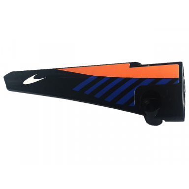 black technic panel fairing 5 long smooth side a with blue diagonal stripes orange panel and white mclaren logo pattern sticker - set 42141
