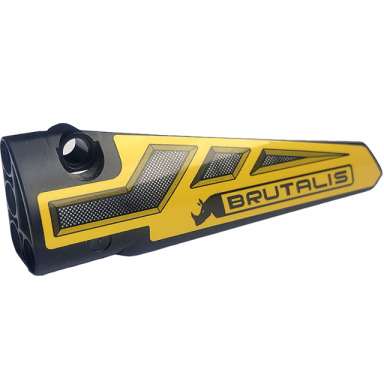 black technic panel fairing 5 long smooth side a with grilles brutalis and rhino on yellow background pattern sticker - set 42094