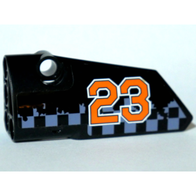black technic panel fairing 3 small smooth long side a with orange 23 on gray checkered background pattern sticker - set 42002