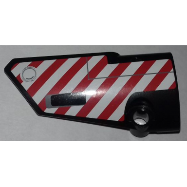 black technic panel fairing 3 small smooth long side a with red and white danger stripes pattern sticker - set 9395