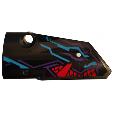 black technic panel fairing 3 small smooth long side a with medium azure red and dark purple dragon head pattern sticker - set 70642
