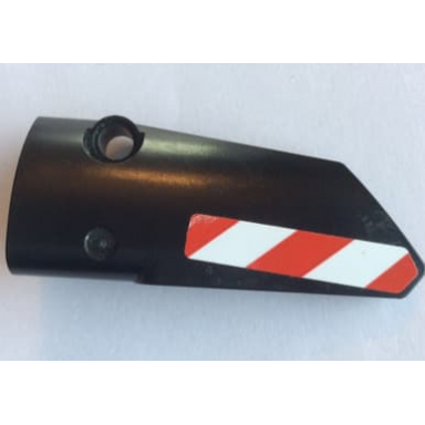 black technic panel fairing 3 small smooth long side a with red and white danger stripes pattern sticker - set 42068