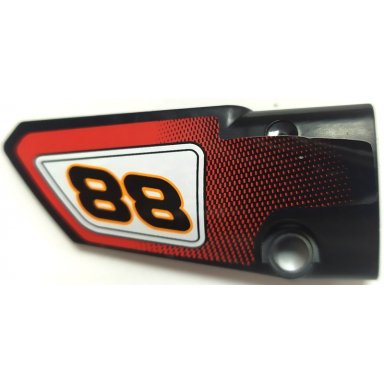 black technic panel fairing 3 small smooth long side a with black number 88 pattern sticker - set 8051