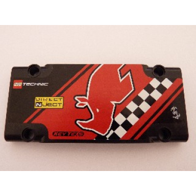 black technic panel plate 5 x 11 x 1 with rhino head direct nject key texs and lego technic logo pattern sticker - set 8041