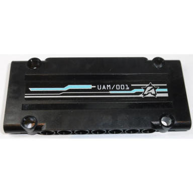 black technic panel plate 5 x 11 x 1 with uam 001 and ultra agents logo pattern model left side sticker - set 70165