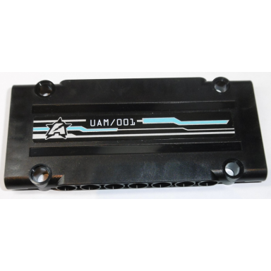black technic panel plate 5 x 11 x 1 with uam 001 and ultra agents logo pattern model right side sticker - set 70165