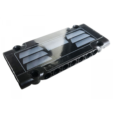 black technic panel plate 5 x 11 x 1 with gray rectangle and 6 trapezoids on black background pattern sticker - set 42096