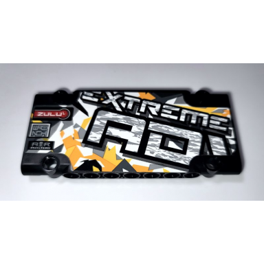 black technic panel plate 5 x 11 x 1 with white and dark bluish gray extreme and adv on stone background pattern sticker - set 42069