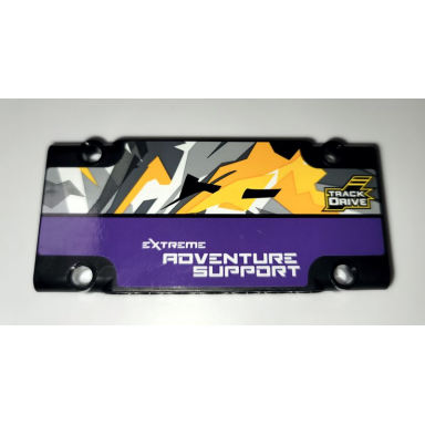 black technic panel plate 5 x 11 x 1 with white extreme adventure support on dark purple background pattern sticker - set 42069