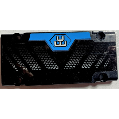 black technic panel plate 5 x 11 x 1 with white logo on dark azure shape background and front grid pattern sticker - set 42070