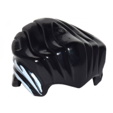 black minifigure hair swept back with widows peak with white side streaks pattern
