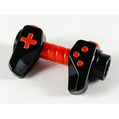 minifigure utensil game controller holes on sides for bar with molded red buttons and center handle pattern