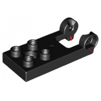 black duplo plate 2 x 3 with 4 studs and hinge with red gaskets