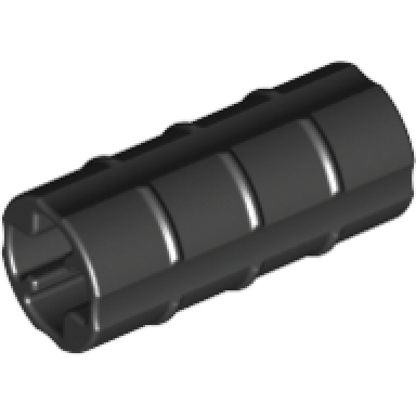 black technic axle connector 2l ridged with x hole x orientation