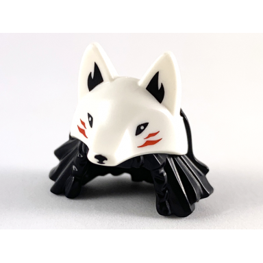 black minifigure hair combo medium length hair with braids white wolf mask pattern