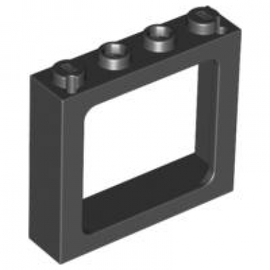black window 1 x 4 x 3 train - 2 hollow studs and 2 solid studs