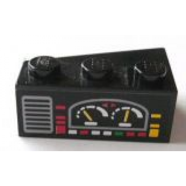 black wedge 3 x 2 right with car gauges pattern sticker - set 8479